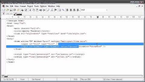 jQuery Tutorial - 29 - Enable submit button after file selected
