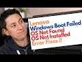 How To Fix Windows Boot Failed - No Operating System Installed / Found Error Fix For Lenovo