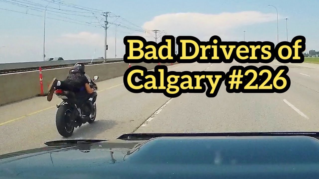 Bad Drivers of Calgary #226 - Moron on a motorcycle - YouTube