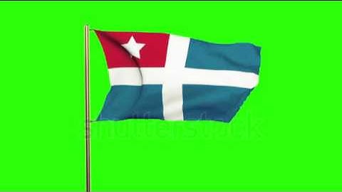 Cretan State flag waving in the wind. Green screen, alpha matte. Loopable animation Stock video by