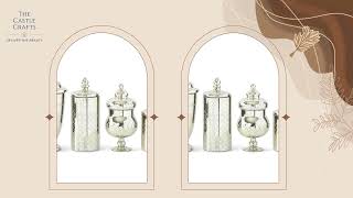 Mercury Glass Jar with Cutting Finish – Available in 4 Different Designs