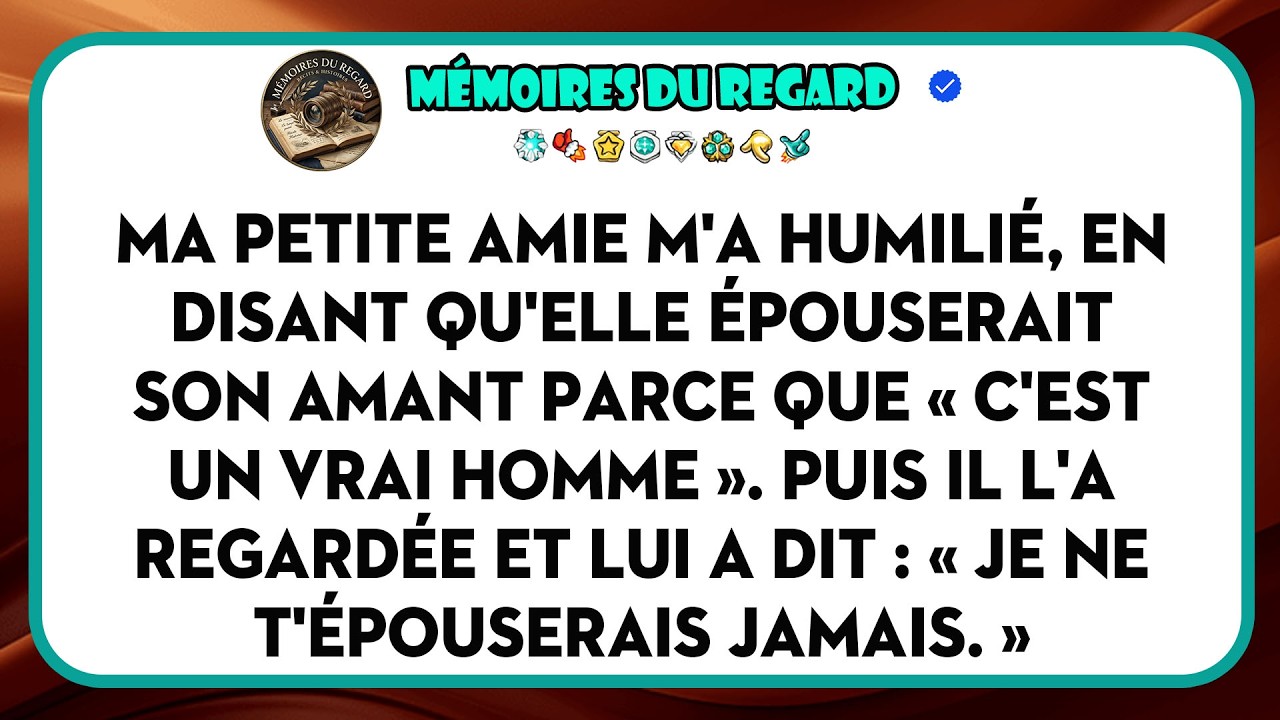 Elle m’a fait venir dans un restaurant chic pour m’annoncer qu’elle me quittait. Je m’attendais à une rupture, mais pas à ça. Ma copine a fait venir son amant à notre table, m’a regardé droit dans...