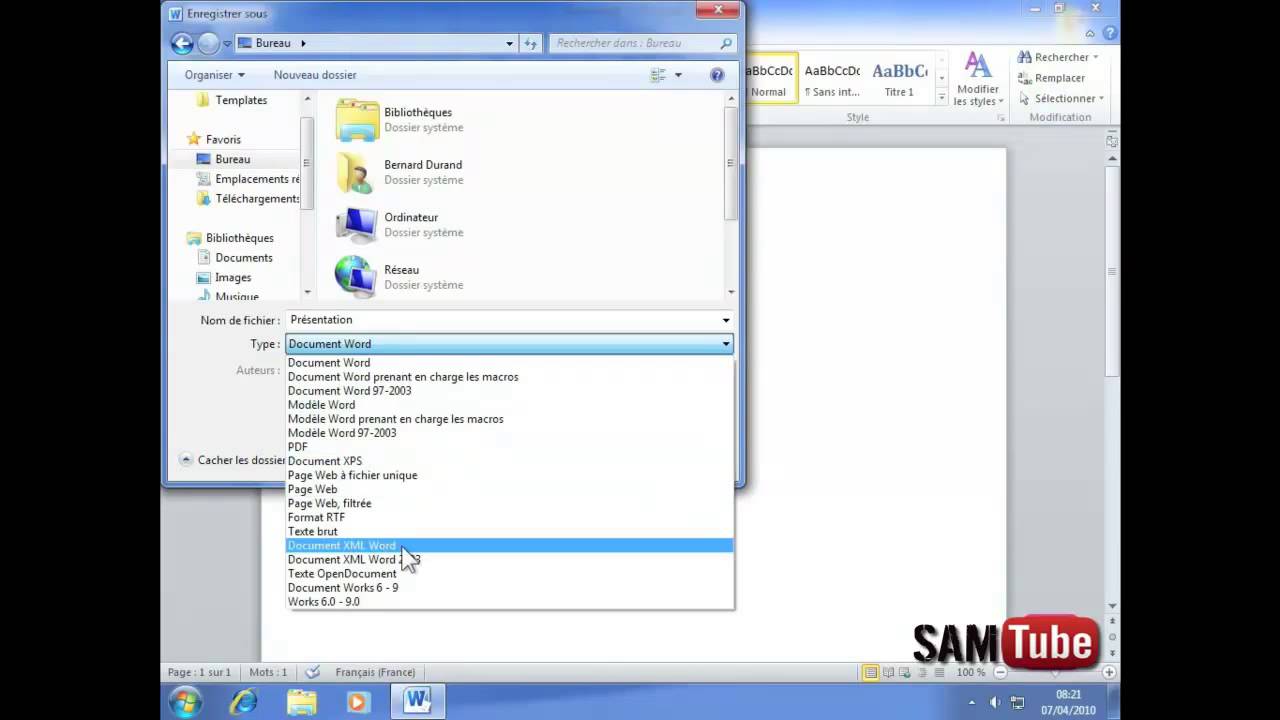 apprendre word 2010 - (05) Enregistrer un document - YouTube