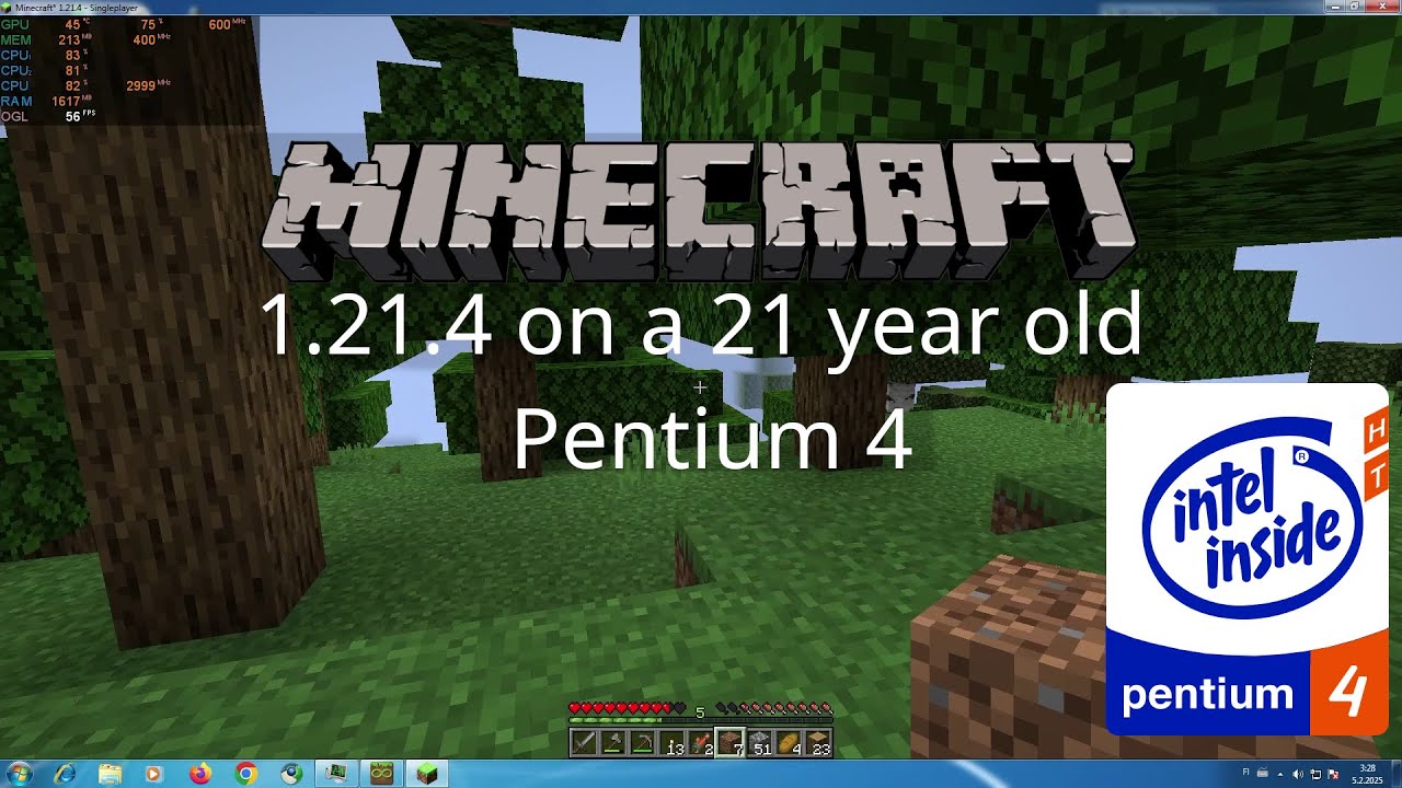 Minecraft 1.21.4 / Pentium 4 HT 3.0GHz / Radeon HD 4650 AGP - YouTube