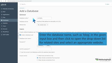 How to create a database in Plesk   WebHostingPeople