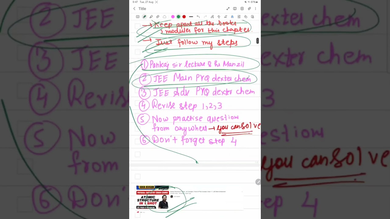 HOW TO COVER ATOMIC STRUCTURE CLASS 11 CHEMISTRY JEE MAIN AND ADVANCED pw physics wallah