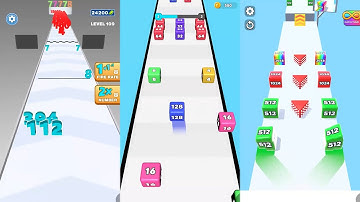 Number Dash vs 2048 Cube Run vs Jelly Run 2048 3 in one Gameplay Run & Merge