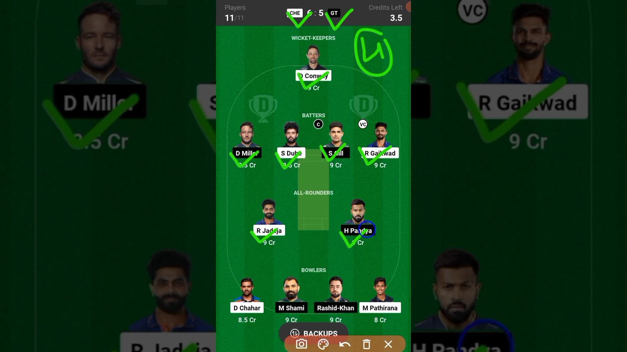 CHE vs GT Dream11 Team II CHE vs GT Dream11 Team Prediction II IPL FINAL 2023 II gt vs csk dream11
