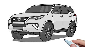 How to draw a TOYOTA FORTUNER step by step | Drawing SUV car