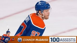 Connor McDavid is 4th player in NHL history to get 100 assists in season