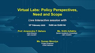 Live Interaction on PMeVIDYA : Virtual Labs : Policy Perspective, Need and Scope