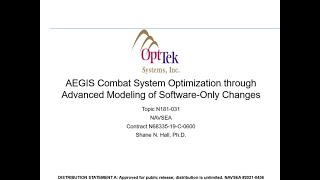 OptTek's Tech Talk for SBIR Topic  N181-031