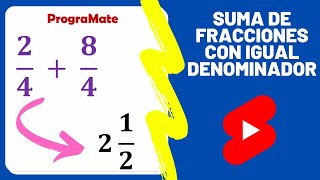 Suma de Fracciones con Igual Denominador - Fracciones Homogéneas #2 #Shorts 