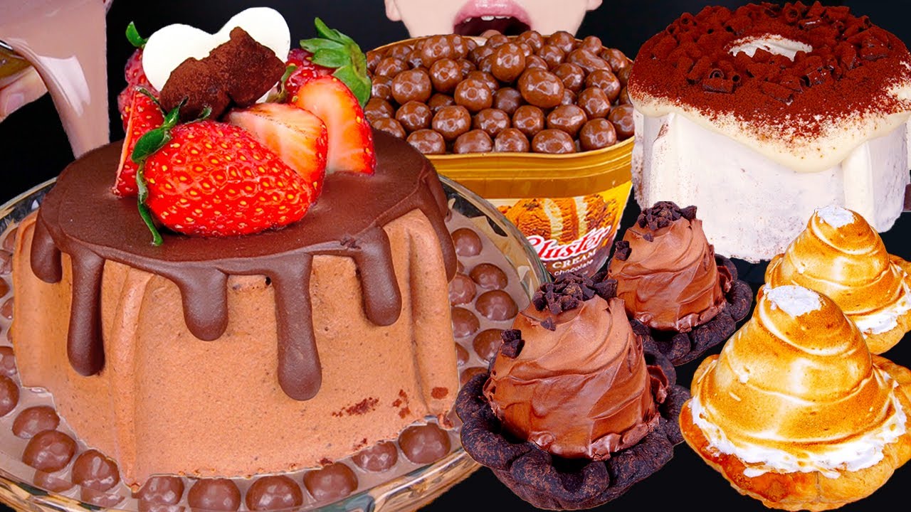ASMR CHOCOLATE CAKE MALTESERS DOUGHNUTS MAGNUM ICE CREAM OREO NUTELLA DESSERT MUKBANG먹방EATING SOUNDS