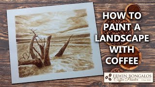 coffee painting landscape tutorial