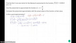Using Taylor Polynomials to Approximate Functions 2