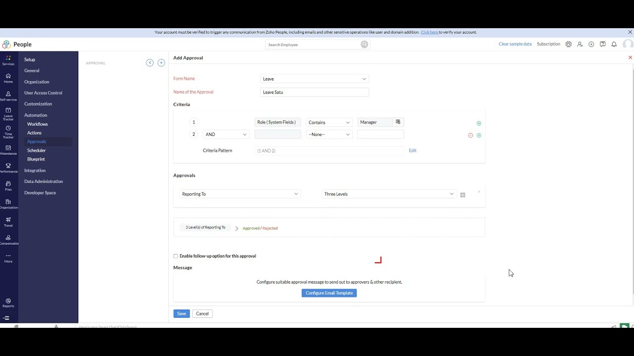 Zoho People Create Approval Automation - YouTube