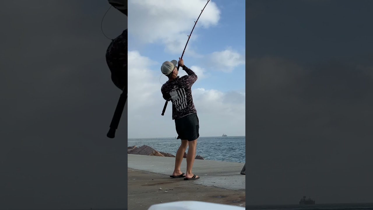 Catching up to slack line and setting the hook.