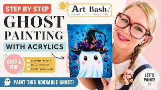 Easy Halloween Ghost Acrylic Painting Step-by-Step | Spooky Floral Painting