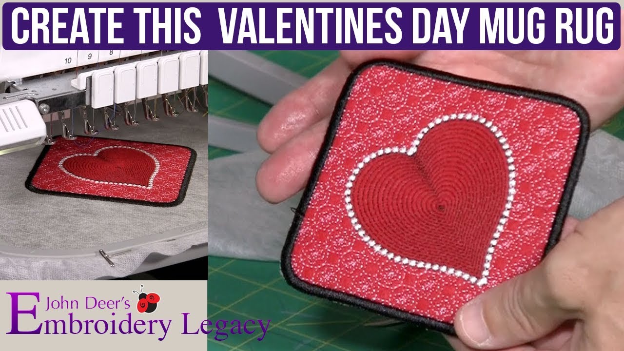 ITH Embroidery Valentines Heart Mug Rug Sew & Share Project YouTube