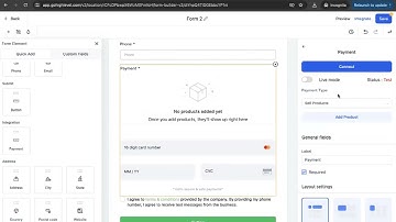 How to use the product payment element in forms and directly collect payment from the form