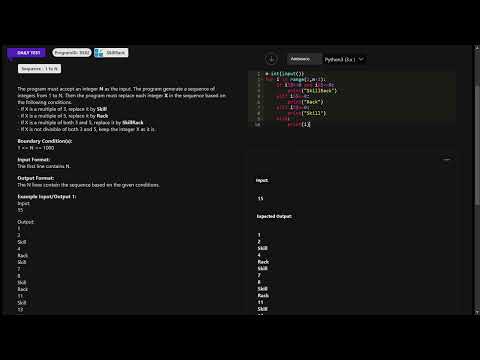 SKILLRACK | DAILY TEST || 02/11/2023 || SEQUENCE 1 - N || PROGRAM ID 9582 || PYTHON PROGRAMMING ||
