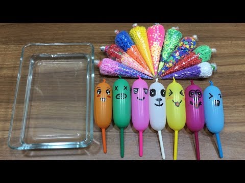 Mixing Random Things Into Clear Slime !!! Relaxing Slime With Funny Balloons