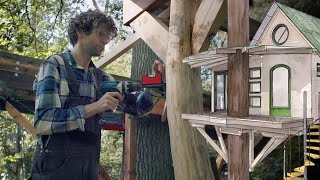Building A Treehouse In A Beautiful Forest Alone  Part 4: Finishing The Support Structure
