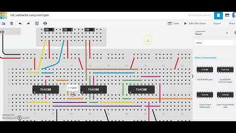 full-subtractor circuit using NAND ic gate || simulation
