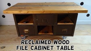 Reclaimed Wood File Cabinet Table Flip!