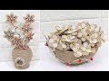 5 Easy flower pot ideas | Flower pot from jute and plaster