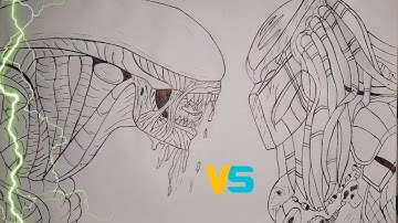 How to draw alien vs predator/ drawing alien vs predator