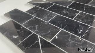 Marble Online - Nero Marquina Black Marble Grand Brick Subway Mosaic Tile 2x4 Polished