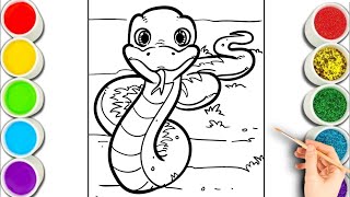 Cute Snake 🐍 Drawing, Painting & Coloring For Kids and Toddlers_ Child Art