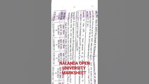 NALANDA OPEN UNIVERSITY MARKSHEET  2024
