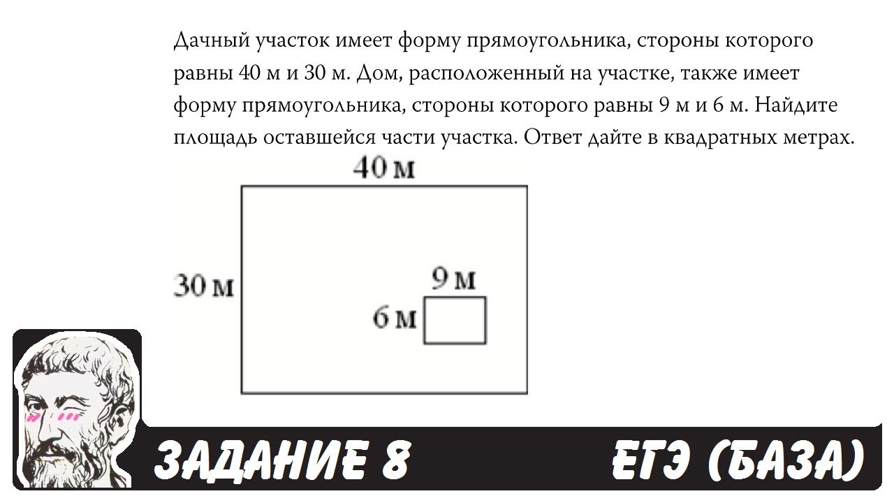 В городе n кварталы имеют форму квадрата. Дачный участок имеет форму прямоугольника. Дачный участок имеет форму квадрата стороны. Участок имеет форму прямоугольника. Дачный участок имеет форму квадрата сторона которого равна 30.