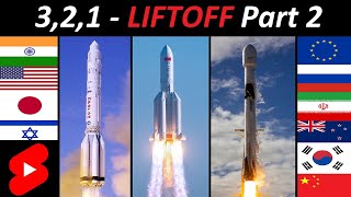 Rocket Launch Countdown⏱️- by Country (PT. 2) 🇰🇷 🇪🇺 🇳🇿 🇯🇵 🇨🇳 🇺🇸 #shorts