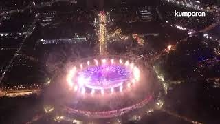 Dari Udara: Tarian Kembang Api di GBK saat Opening Ceremony Asian Games 2018