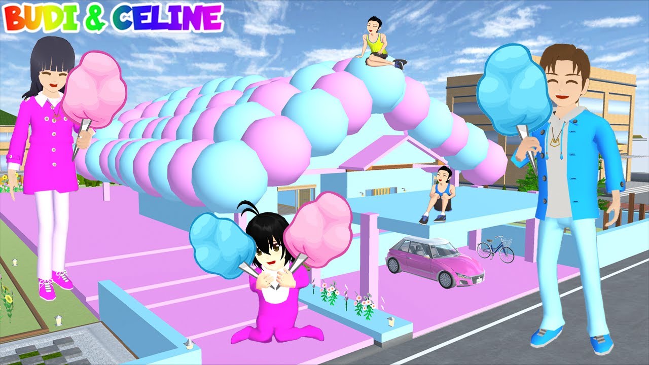 Hah?😱 Yuta Mio Buat Rumah Permen Kapas Biru Pink 🍭 | Semua Bisa Dimakan | Sakura School Simulator