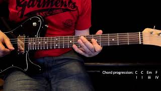123 G form - Rhythm guitar Exercise - C C Em F - Learn the guitar fretboard