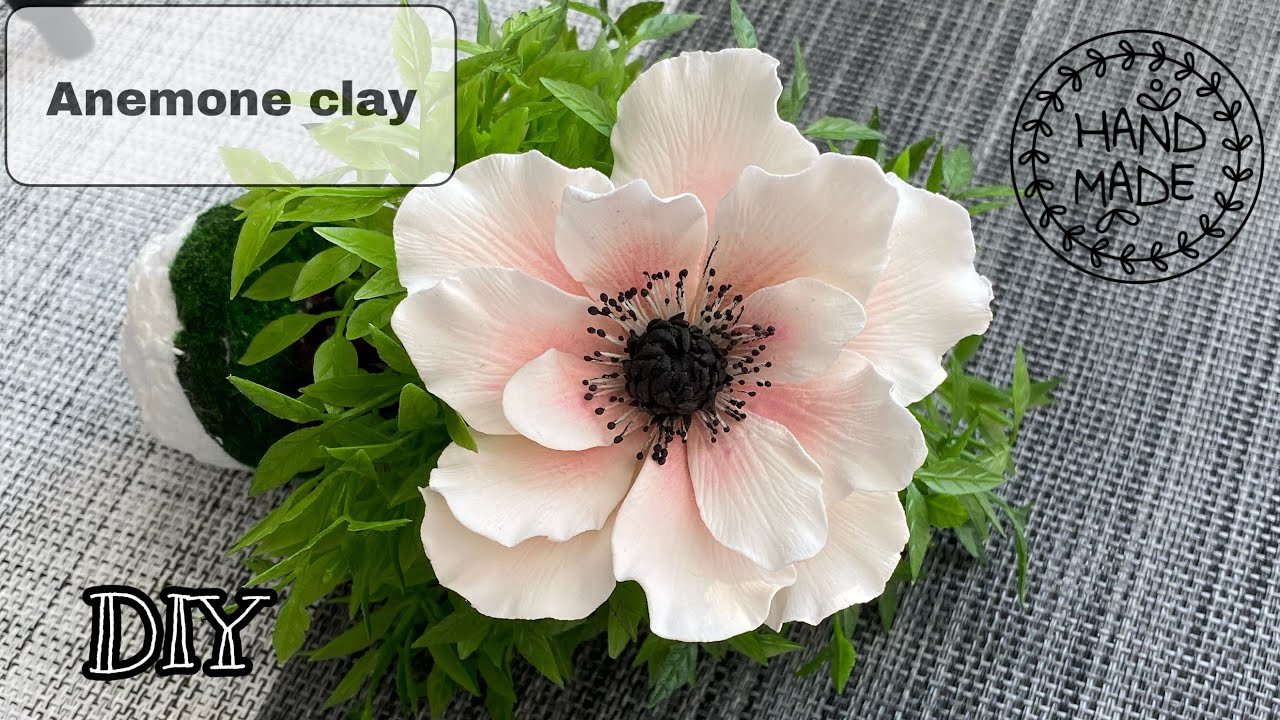 DIY! Clay Flowers TUTORIAL. Anemone [Air dry clay, cold porcelain,  sugarcraft] 