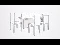 How to draw a dining room sets in two point perspective, step by step