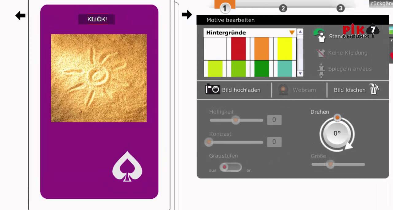 Piksieben.de Freedesign Spielkarten online erstellen YouTube