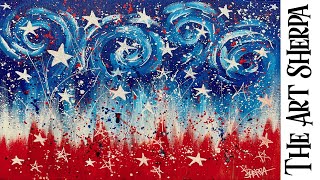 Abstract 4th of July 🌟🎨 EASY FIRST PAINTING for beginners: Paint Night at Home