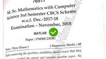 2018 Mdu MSc Math 3rd Sem Matlab Question Paper