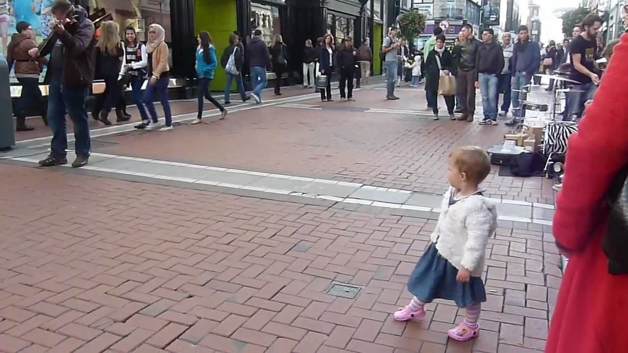 Remi Sikora busking with electric violin on Grafton Street, Dublin, Ireland on Sept 2012