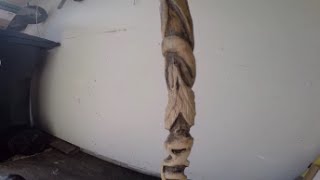 Using only hand tools I carved this stick into a stick I found last year. It took about 10 hours to create it.