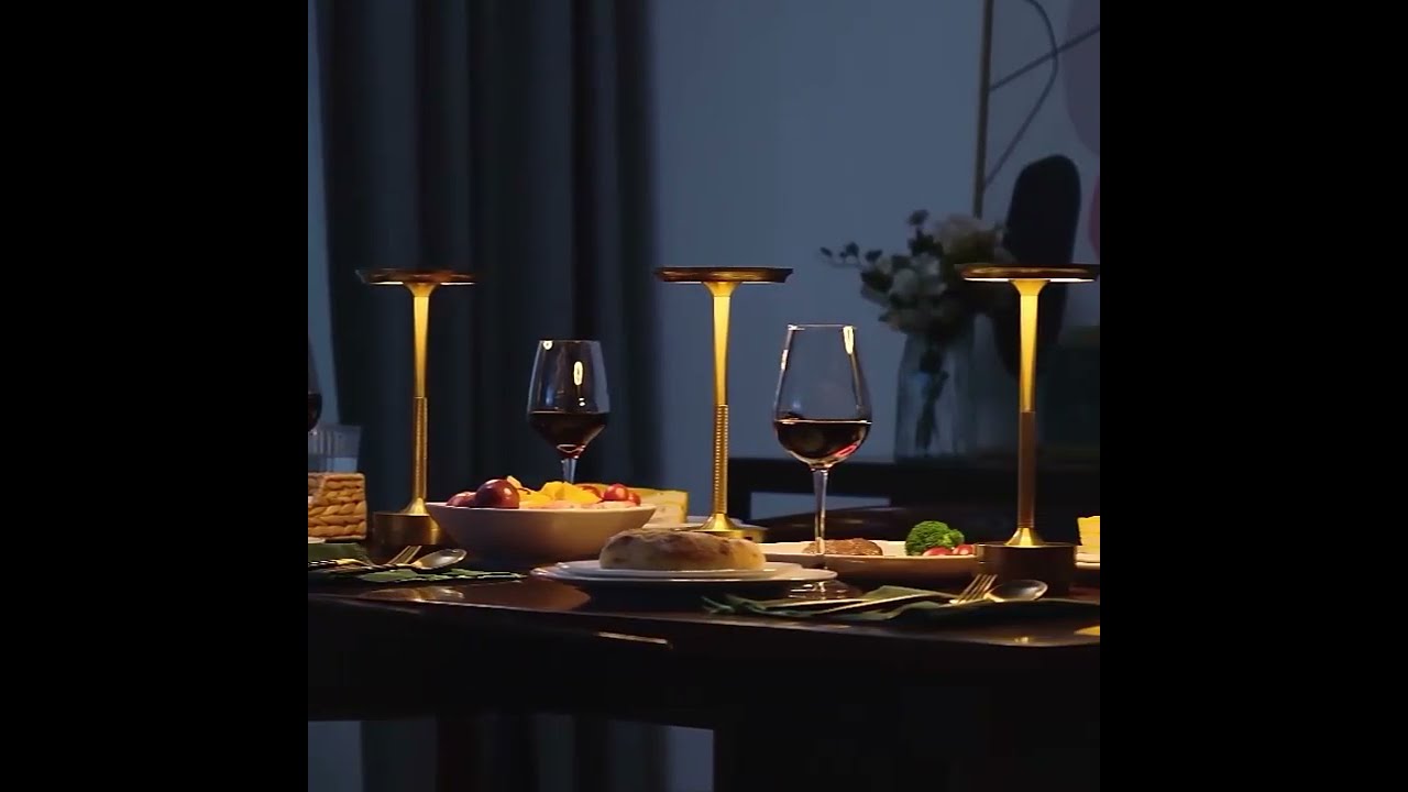 Metallic Cordless Table Lamp - Dimmable & Rechargeable Waterproof Desk Light