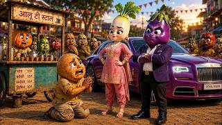 Information Radish rejected poor Potato's true love for a rich Eggplant 😭💔 | Emotional Story Guide
