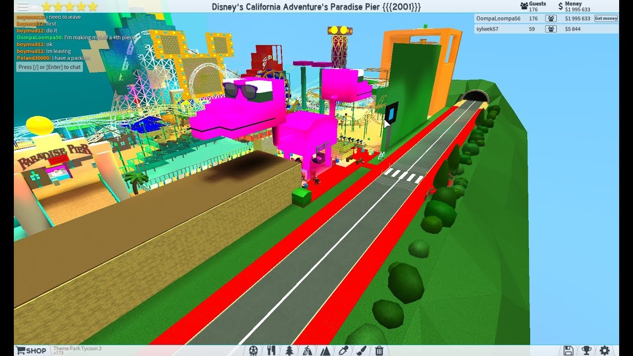 Roblox Theme Park Tycoon 2 Disney S California Adventure Paradise - theme park tycoon 2 roblox disneyland